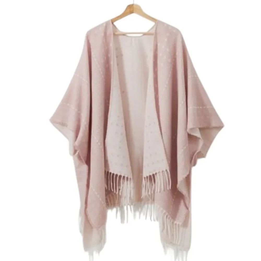 Gentle Fawn Hermosa Blush Pink Fringed Kimono Size M/L